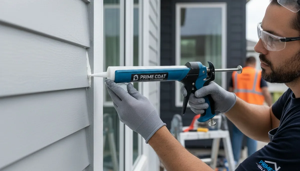 Professional caulking and sealing on Scottsdale, AZ home exterior for heat and monsoon protection