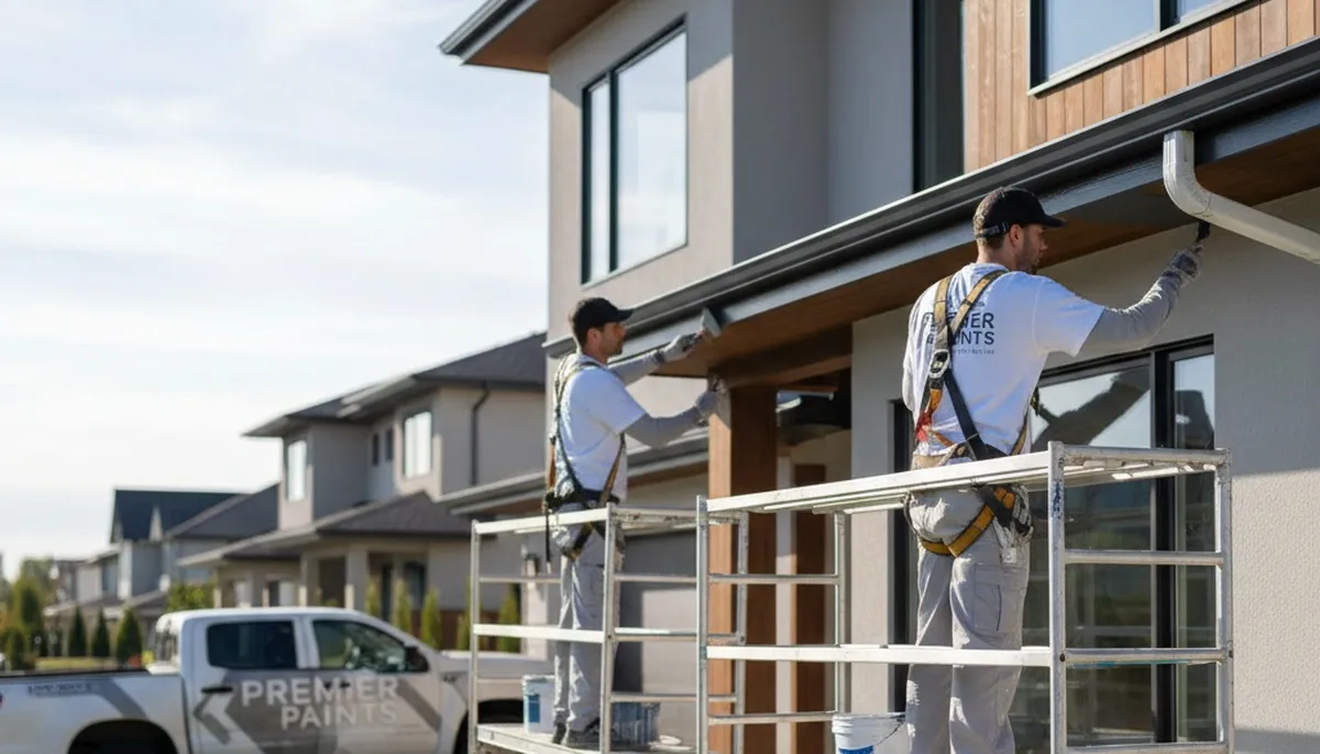 Professional gutter painting on Scottsdale AZ home exterior by expert house painters