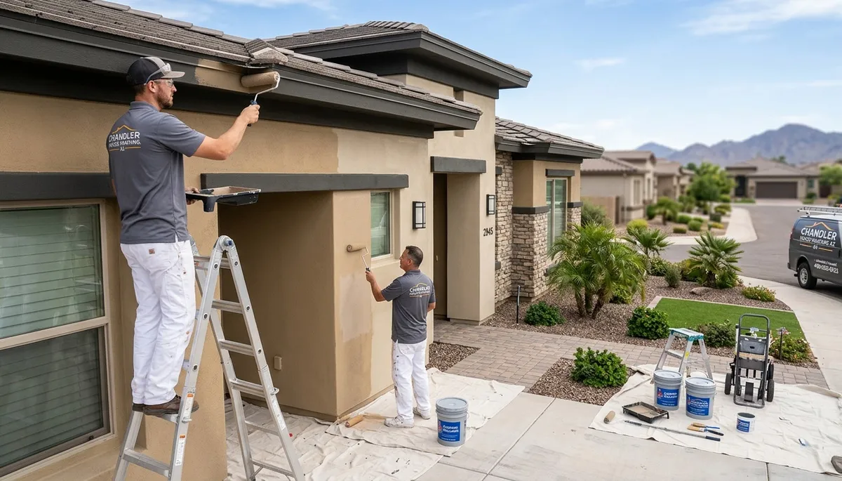 Professional house painters working on exterior home repaint in Scottsdale, AZ