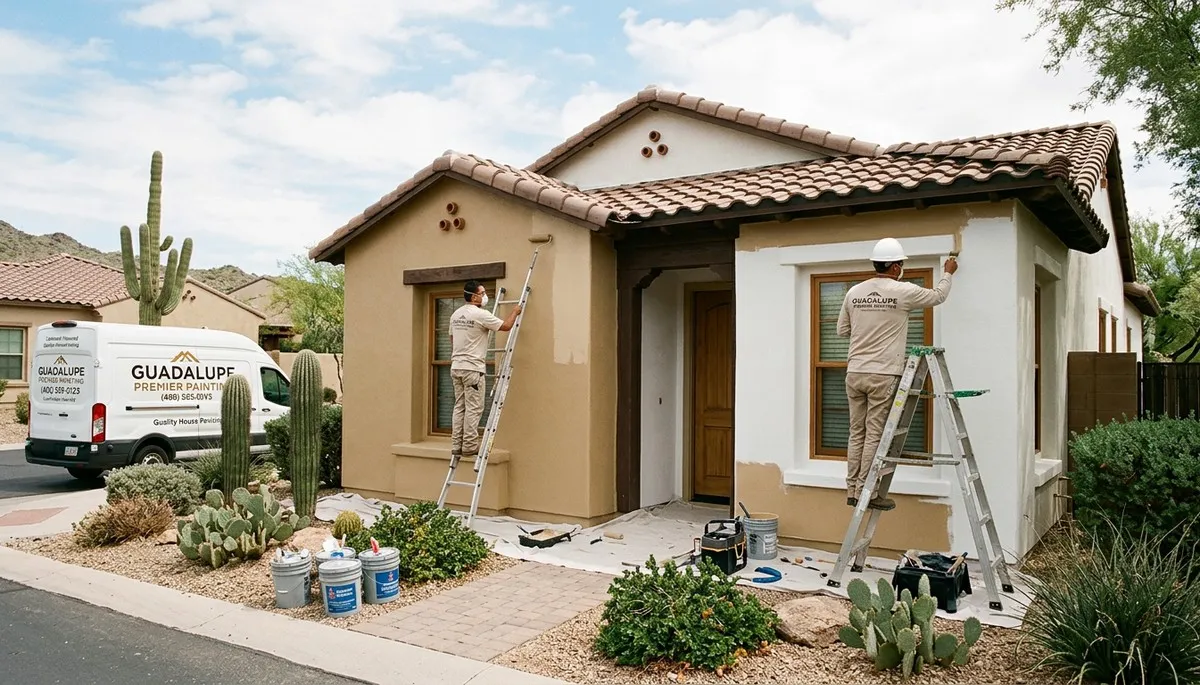 Professional house painters finishing exterior home in Scottsdale AZ