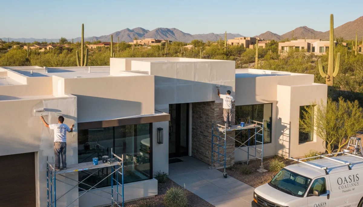 Professional house painters restoring home exterior in Scottsdale, AZ